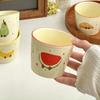 Cană de cafea ceramică cu mâner ergonomic 220ml Cana de mic dejun Lavabilă în mașina de spălat Vase Cana drăguță pentru băut ceai cu lapte fulgi de ovăz