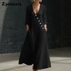 TikTok Summer Lazy Style V-Neck Pleated Swing A-Line Resort Maxi Dress Women One-Piece Long Dress