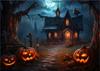 Halloween-Vorabend-Thema Kulisse Nachtburg Mond Kürbislichter Skelett-Familie Party-Fotokulisse Horror-Fotografie Hintergründe