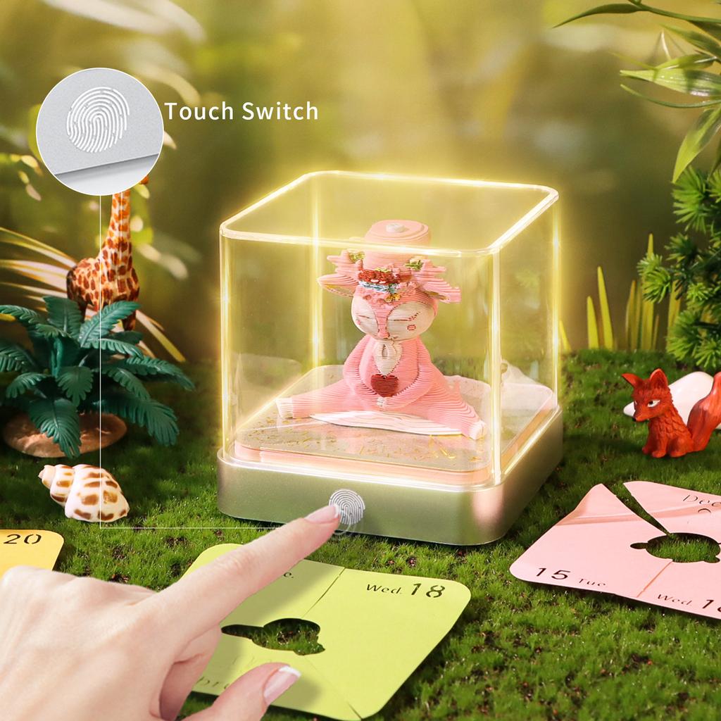 Tear-Away 3D Paper Art Notepad with Lights Tear-Away Paper Sculpture Art Calendar for Christmas Birthday Anniversaries