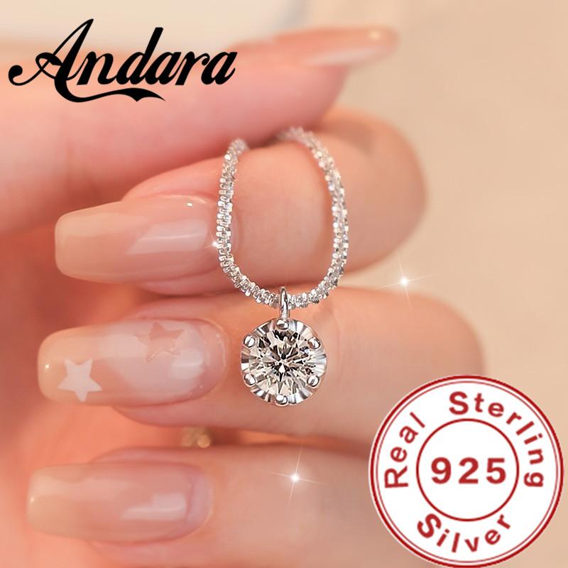 Andara Luxury 925 Sterling Silver AAAAA Zircon Pendant Necklace Fashion Italian Silver Necklace Women Jewelry