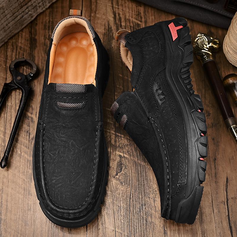 Handgefertigte Echte Lederschuhe Herren Freizeitschuhe Komfort Flache Schuhe Mokassins Werkzeugschuhe