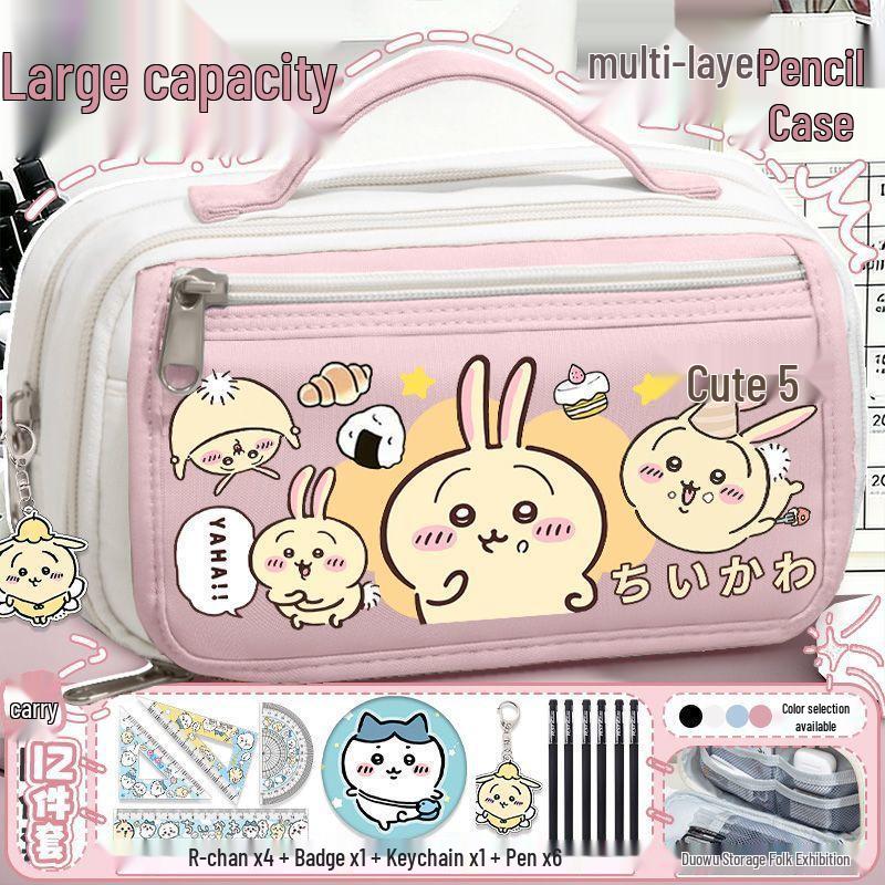 Chiikawa Pencil Case - Large Capacity Stationery Box for Girls, Primary and Junior High School Students, New Style.