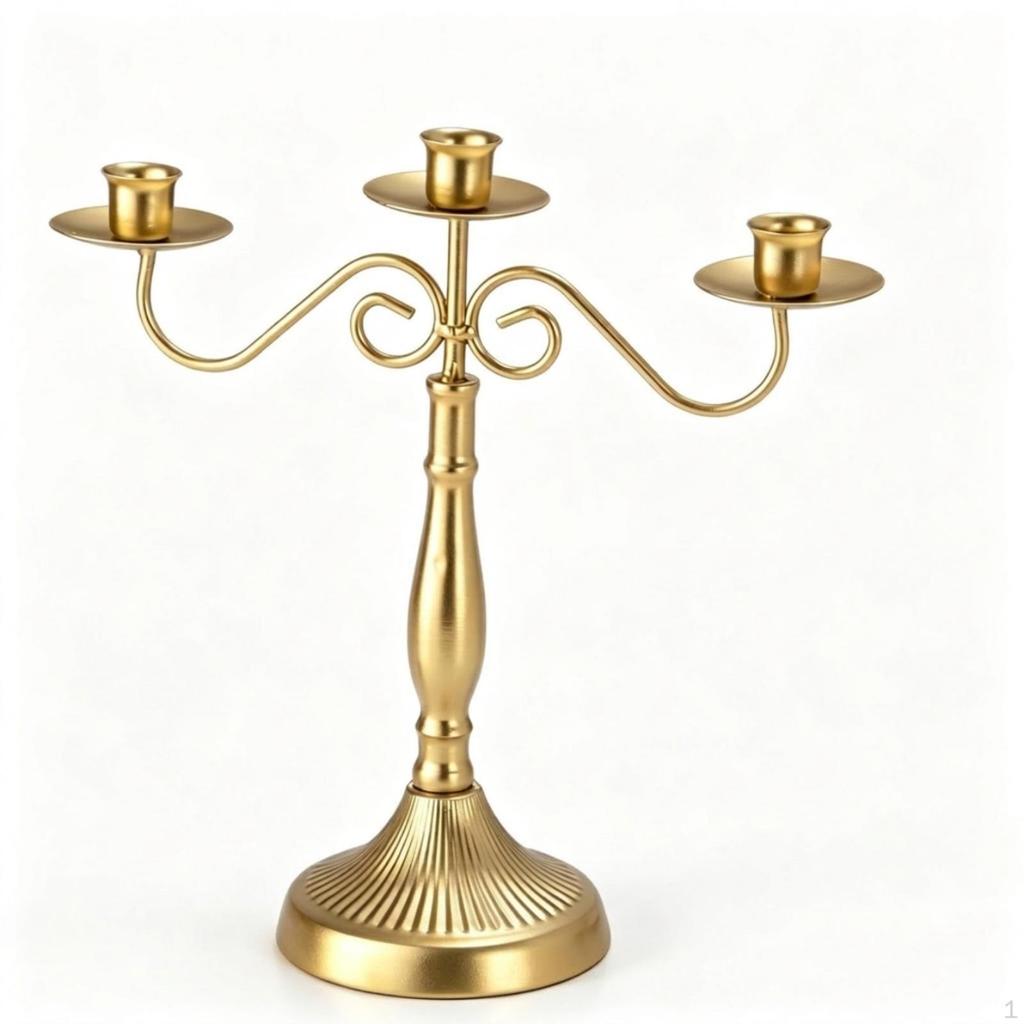 3Candle Candelabra Tone ThreeArm Tabletop Candlestick Holder with Three Cups for Home