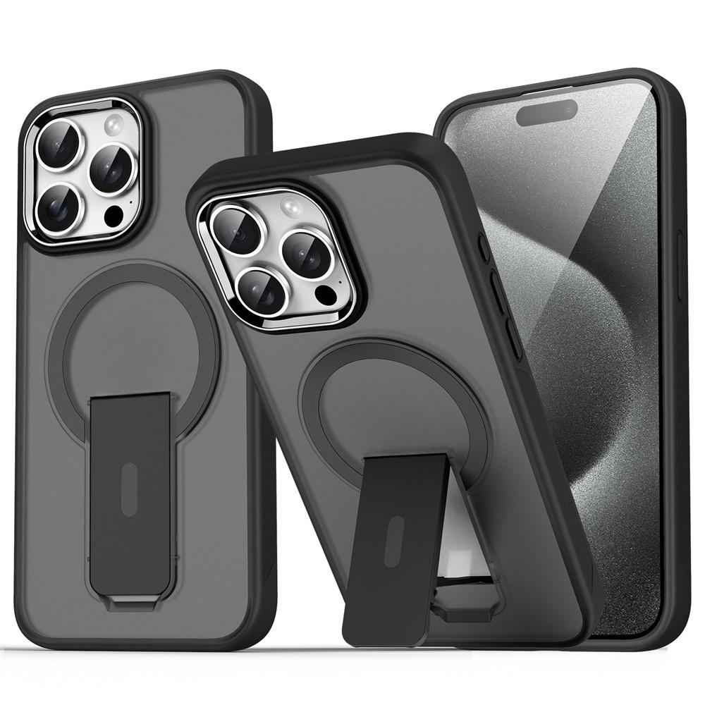Luxury For Magnetic Folding Stand Magnetic Phone Case For iPhone 16 15 14 Plus 13 12 11 Pro Max Matte Translucent Back Cover Caps