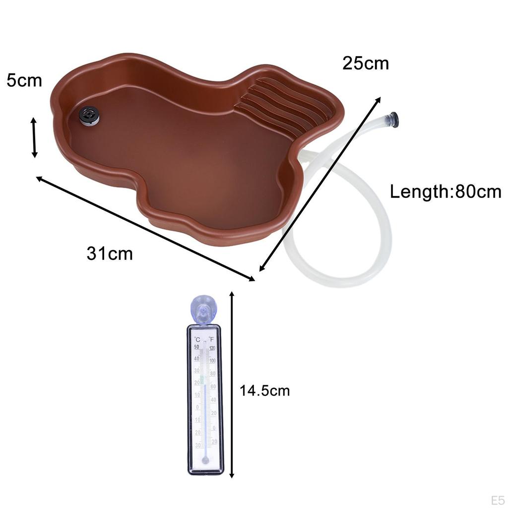 Reptile Bathing Dish Pool Feeding Habitat Decor Turtle Water for Snake Bearded