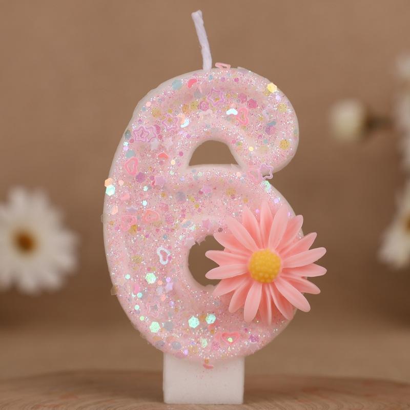 Creative Pink Sunflower Number Birthday Candle Cake Decoration 0-9 Number Candle