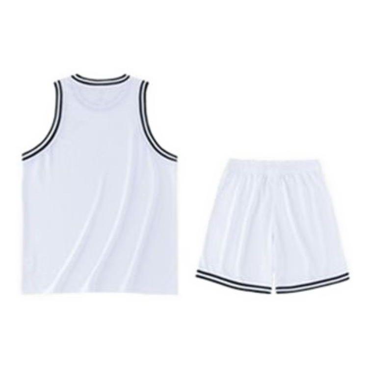Anta Logo Print Tank Top And Striped Shorts Basketball Suit Men sportswear Pure-White 152321223-5