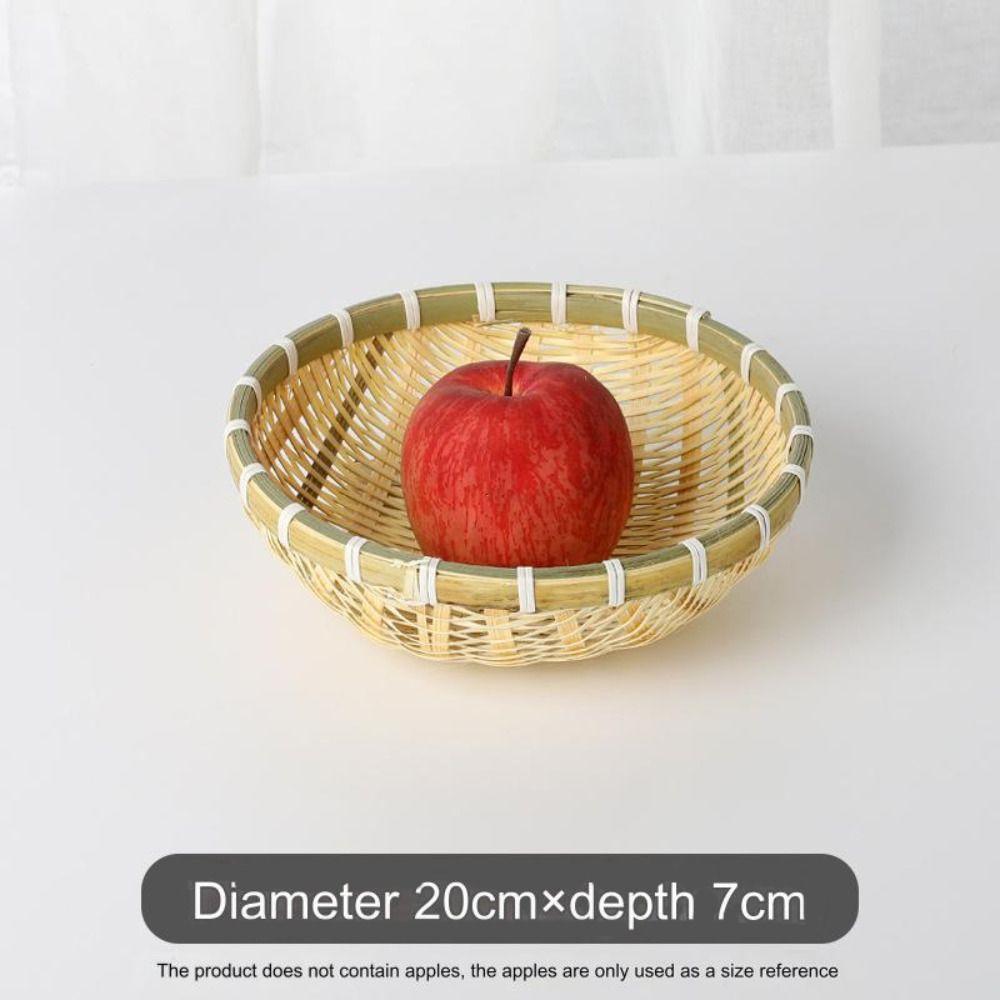 Round Fruit Snack Basket Handmade Drain Basket Natural Storage Basket