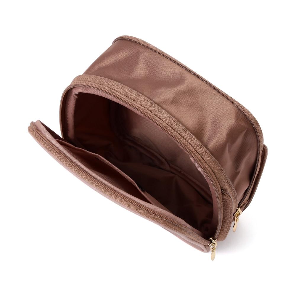 Franc Franc Japan Bicolor Satin Sanitary Compression Pouch Pink X Brown