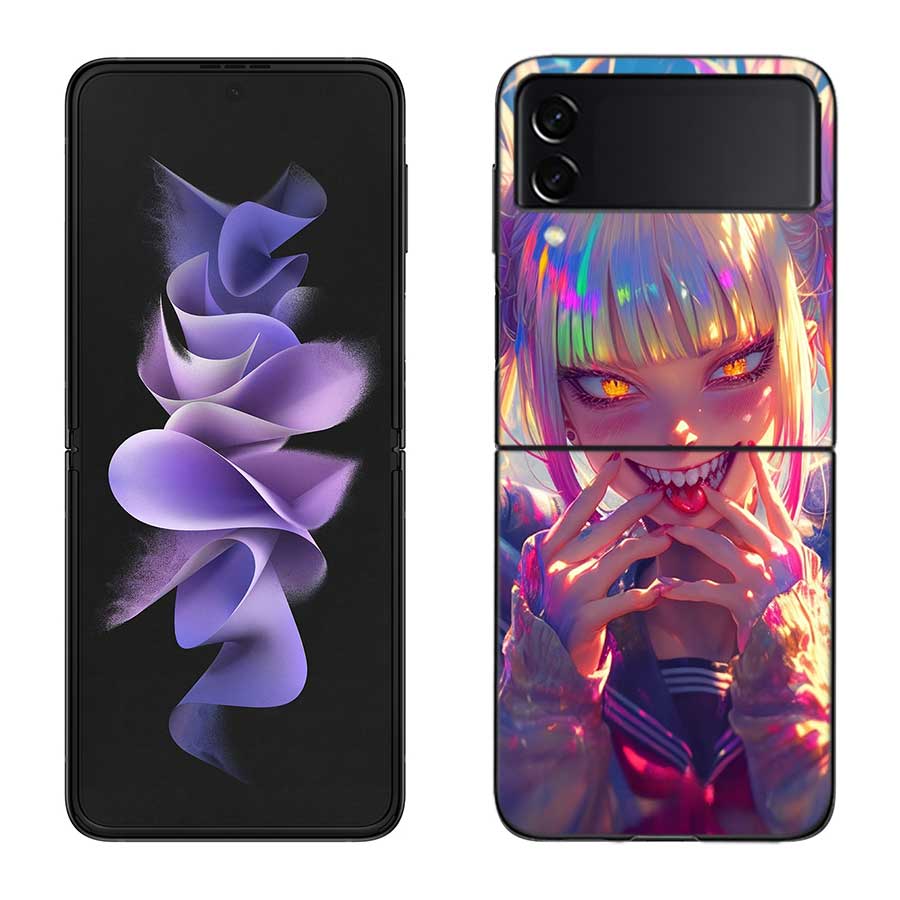 Himiko Toga Anime Phone Case For Samsung Z Flip 7 6 5G Galaxy Z Flip 5 4 3 Black Hard Cell Cover Luxury PC Shell Coque