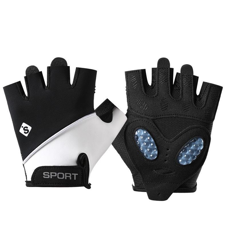 Fitness gloves men's and women's outdoor breathable ice silk non-slip and wear-resistant liquid silicone protective hiking half-finger cycling gloves
