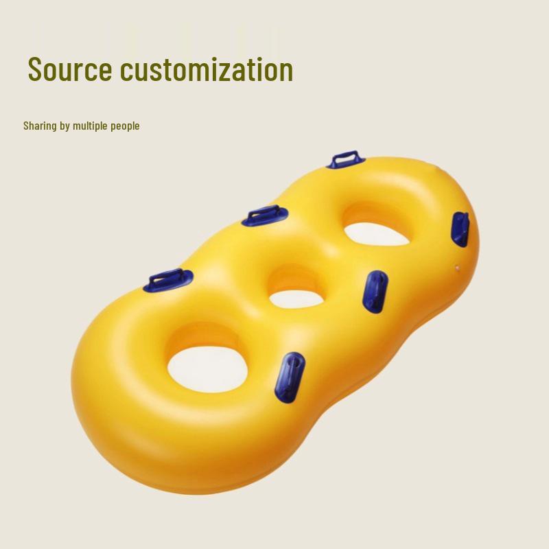 Надувной ПВХ аквапарк-плот: Одноместная/многоместная байдарка, плавательный круг и лодка-приманка Single: 106*32 CM жёлтый