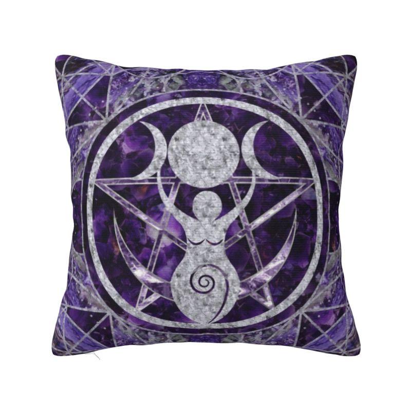Custom Nordic Pentagram Pentacle Cushion Cover for Sofa Soft Triple Moon Goddess Pagan Wiccan Throw Pillow Case Home Decor