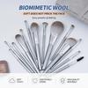 14-Piece Personal Makeup Brush Set Silver-Grey With Leather Pu Case Soft Smooth