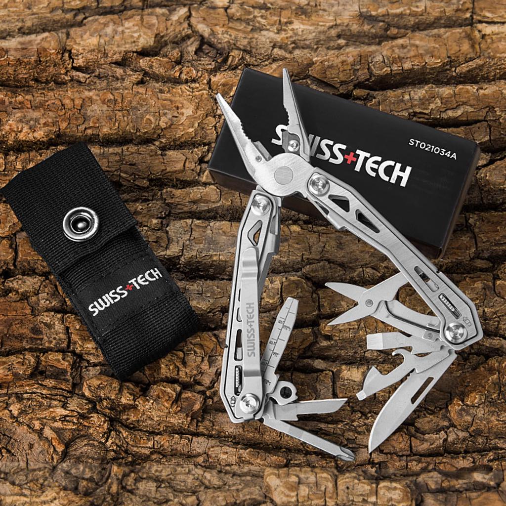 Outdoor Survival Equipped with Locking Bottle Outdoor Disaster Silver SWISS+TECH Multi-function Pliers, Multi-Tool, 16-in-1, Multi-Pliers, Tool,