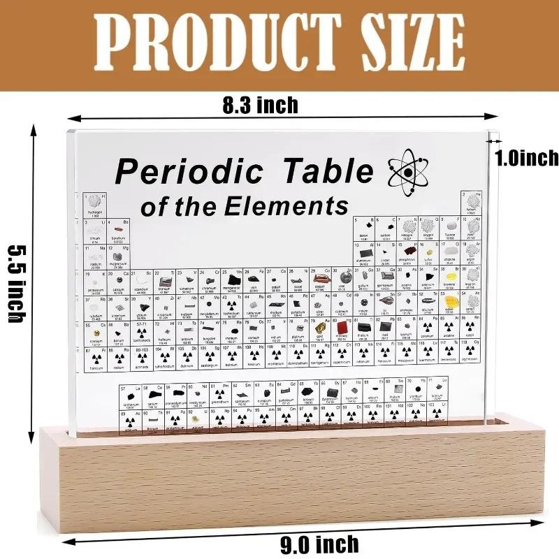 Acrylic Real Elements Periodic Table Mendeleev Periodic Table Figurine Display Science Ornament Room Decoration Desk Accessories