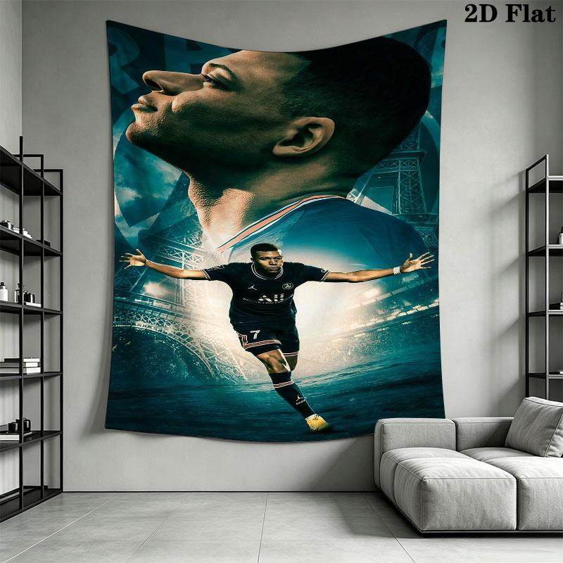 Kylian Mbappé Vibes  Wall Hanging Printed Fabric Blanket Decorative Tapestries for Bedroom Living Room Home Decor