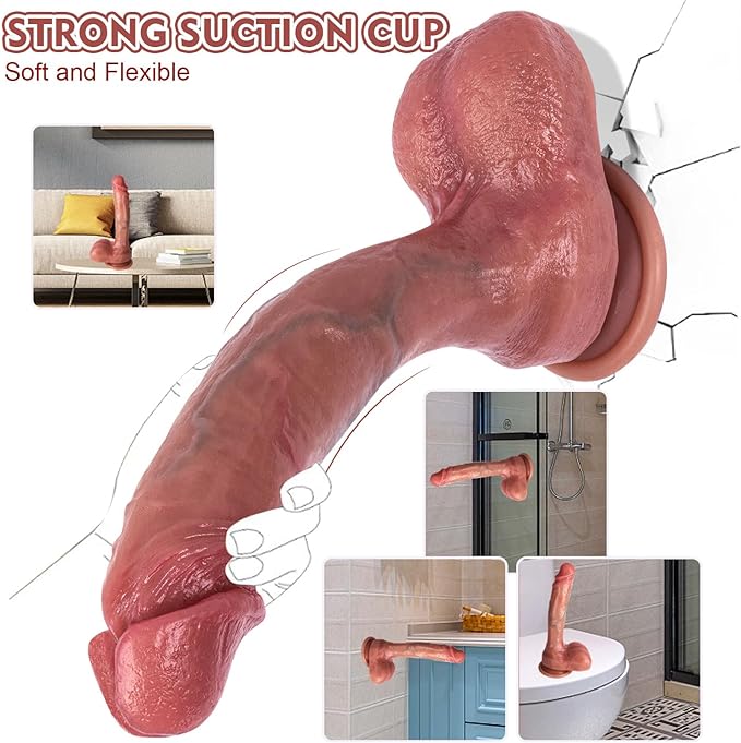 Realistic Silicone Dildo, Feels Like Skin, Huge Size for Clitoral, Vaginal and Anal Stimulation, with Strong Suction Cups, Adult Sex Toys for Women