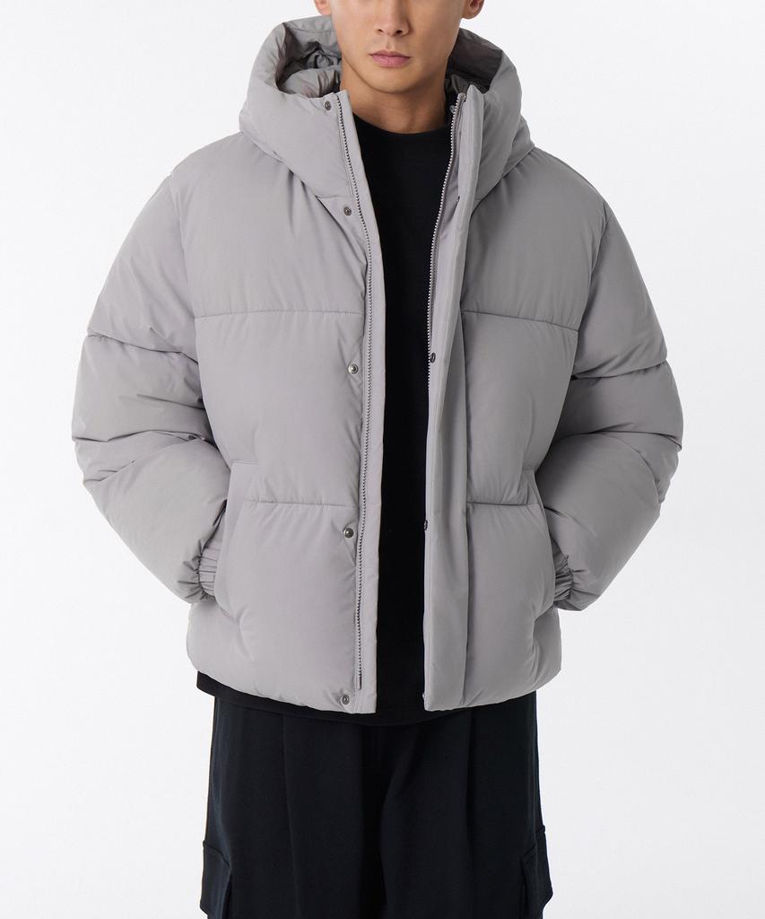 Musinsa Standard Daily Puffer Hooded Short Padded Jacket [Light Grey]