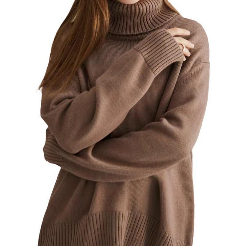 Soft High Neck Sweater Women Warm Thick Alpaca Blend Pullover Casual Daily Wear