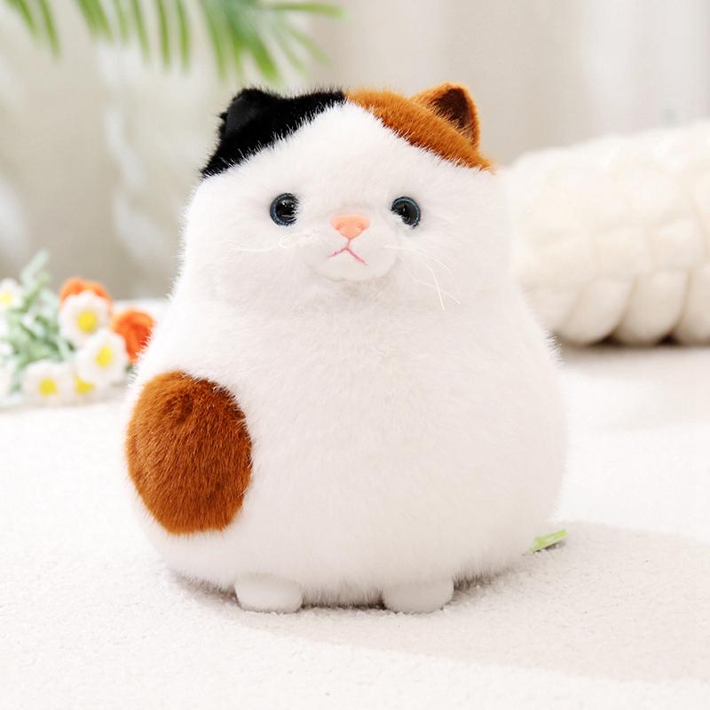 Kawaii Round Cat Plush Toy Chubby Creative Cute Cat Doll Birthday Gift Room Decor 20cm белый