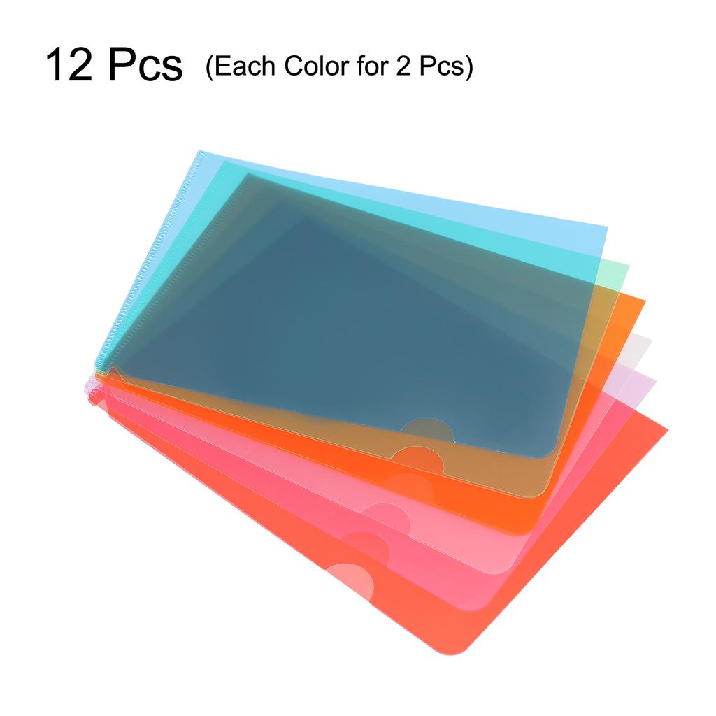 12/24Pcs A5 Size L Type Folder Plastic File Project Pockets File Folder Clear Paper Document Jacket Sleeve for Office Multicolor