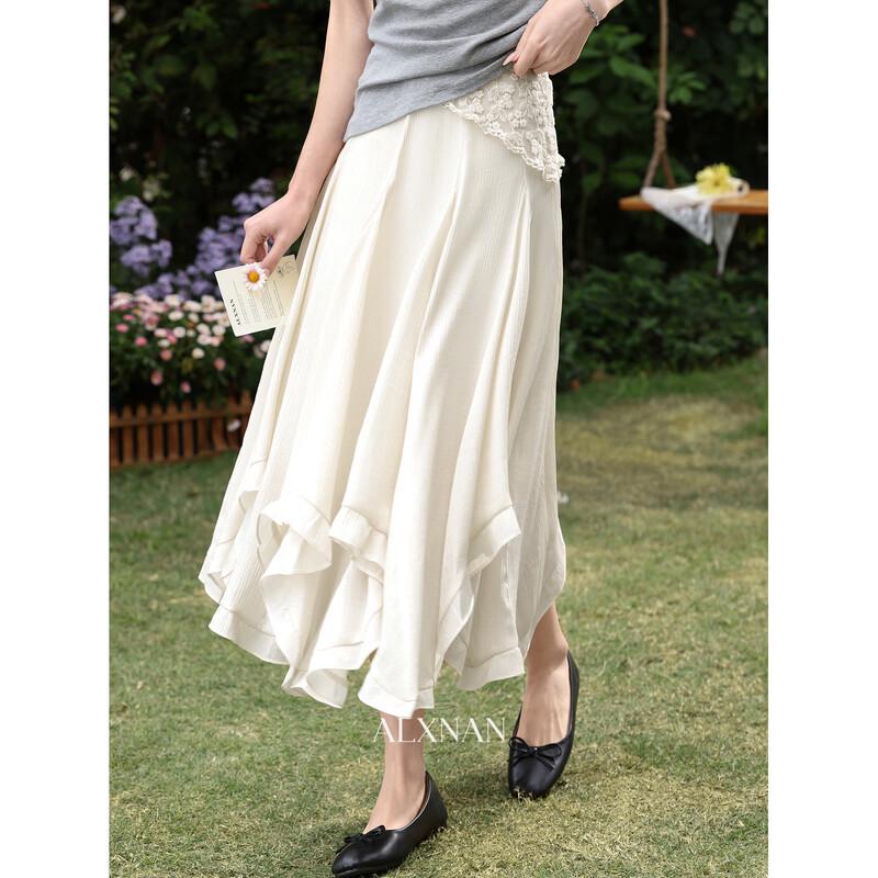 Women's Artistic Irregular Apricot A-Line Skirt