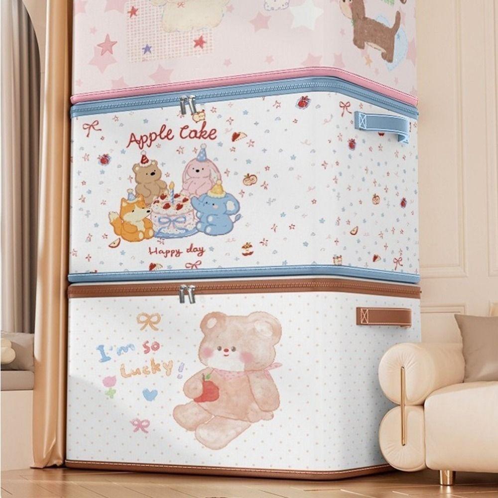 Dust-proof Clothes Quilts Organizer Cartoon Wardrobe Organizer Folding Clothes Storage Box  Toys