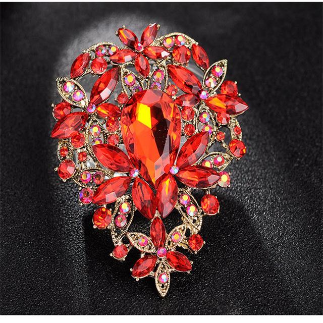 High End Ostentatious Luxury Exquisite Large Rhinestone Colored Brooch Girls Atmospheric Clothing Accessories