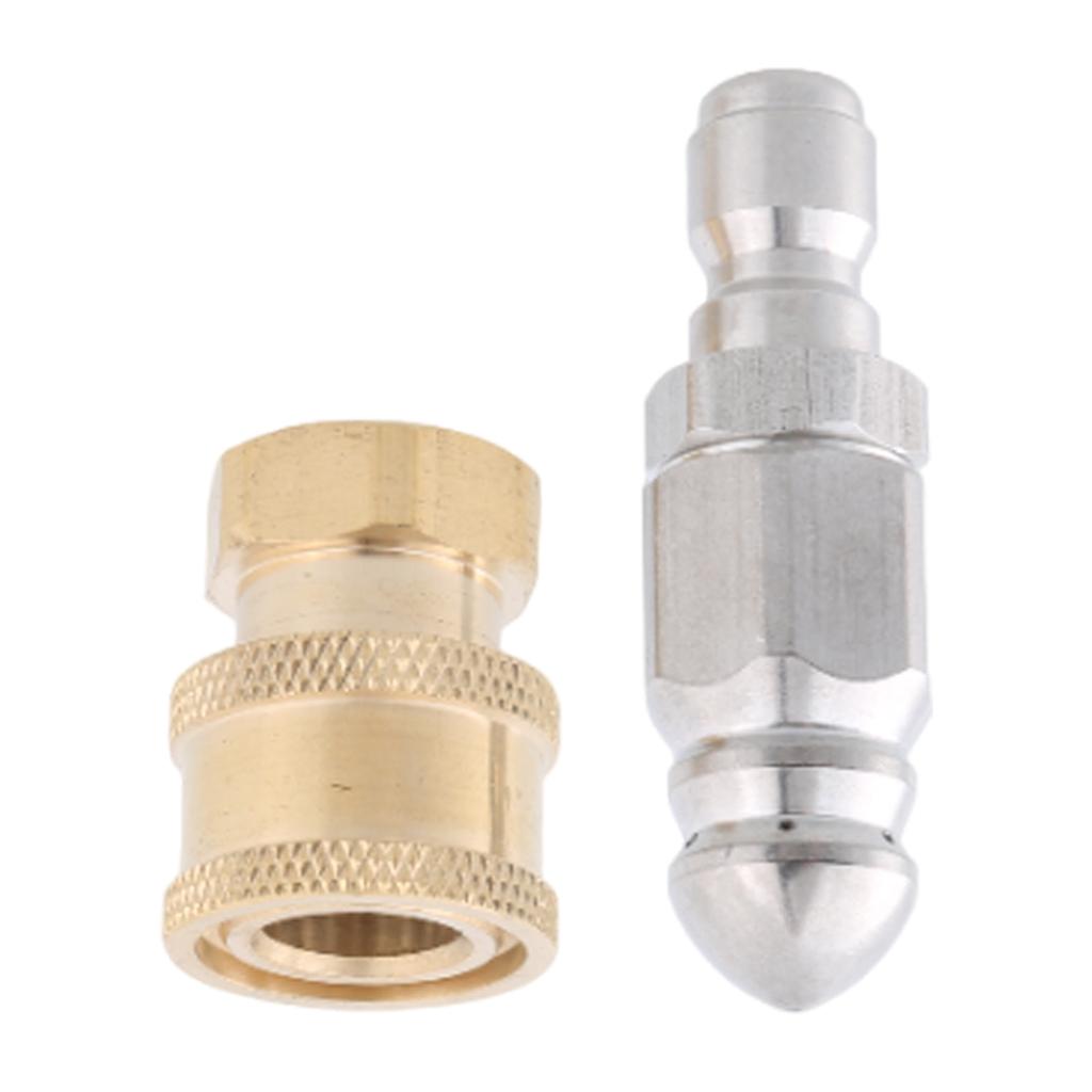 Pressure Washer Quick Connector 1/4inch Pressure Washer Fittings Stainless Steel Sewer Jetting Nozzle Adapter Set