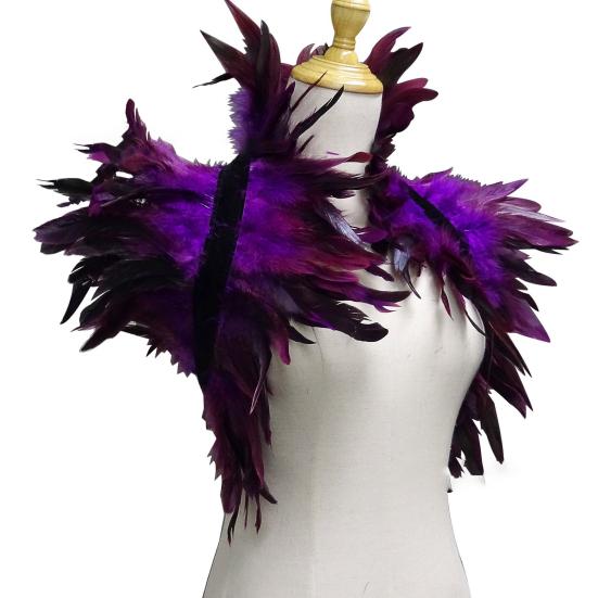 Gothic Style Fake Collar with Layered Feathers Lightweight Durable Fabric Feather Cape Black Shawl Versatile Accessory