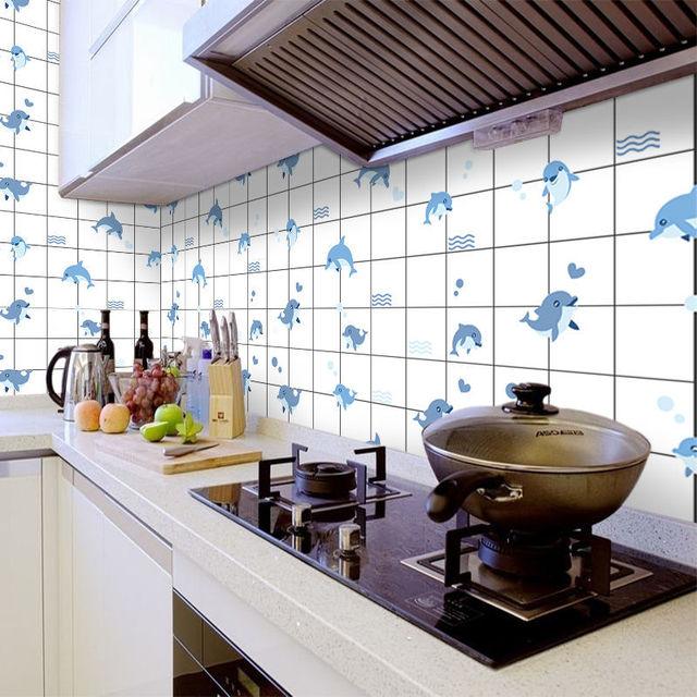 DIY Oil Proof Kitchen Furnitur Wall Stickers Self Adhesive Papel De Parede Bathroom Tile 3D Waterproof Vinyl Cabinet Wallpaper