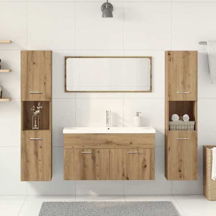 VidaXL Ensemble De Meubles Salle De Bain 5 Pcs Bois D'ingénierie, Armoire De Salle De Bain, Armoire De Rangement De 3328920
