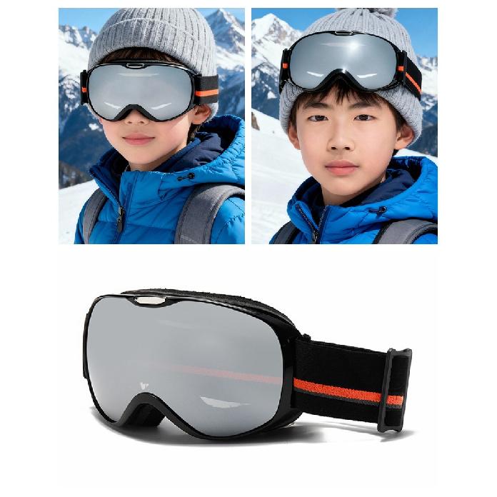 

New children s ski goggles for snowy mountains, UV protection, outdoor windproof snow goggles, specialized ski goggles for men and women C1Black-framed mercury ta
