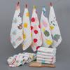 6 Layer Pure Cotton Gauze Baby Bibs Cartoon Print High Density Soft Infant Face Washing Handkerchief Towels