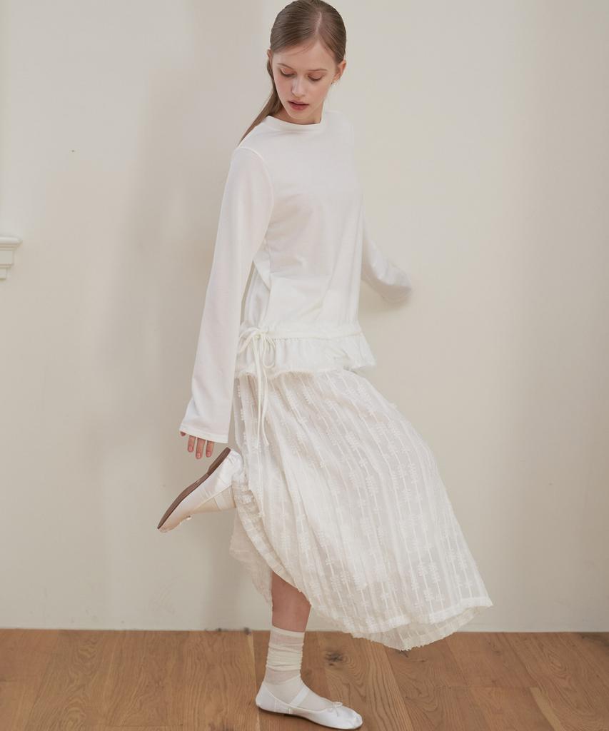Peullobeu Lace Pleats Skirt_Wt