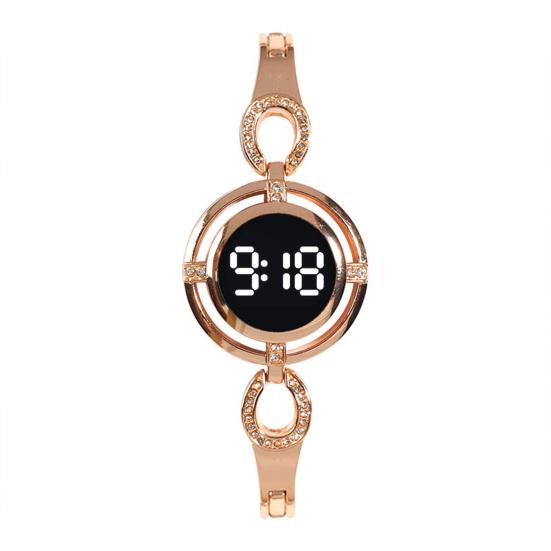 Yousheng Women Wristwatch Round Dial LED Night Light Touch Screen Accurate Time Display Scratch-resistant Smooth Surface Electronic Watch for Daily
