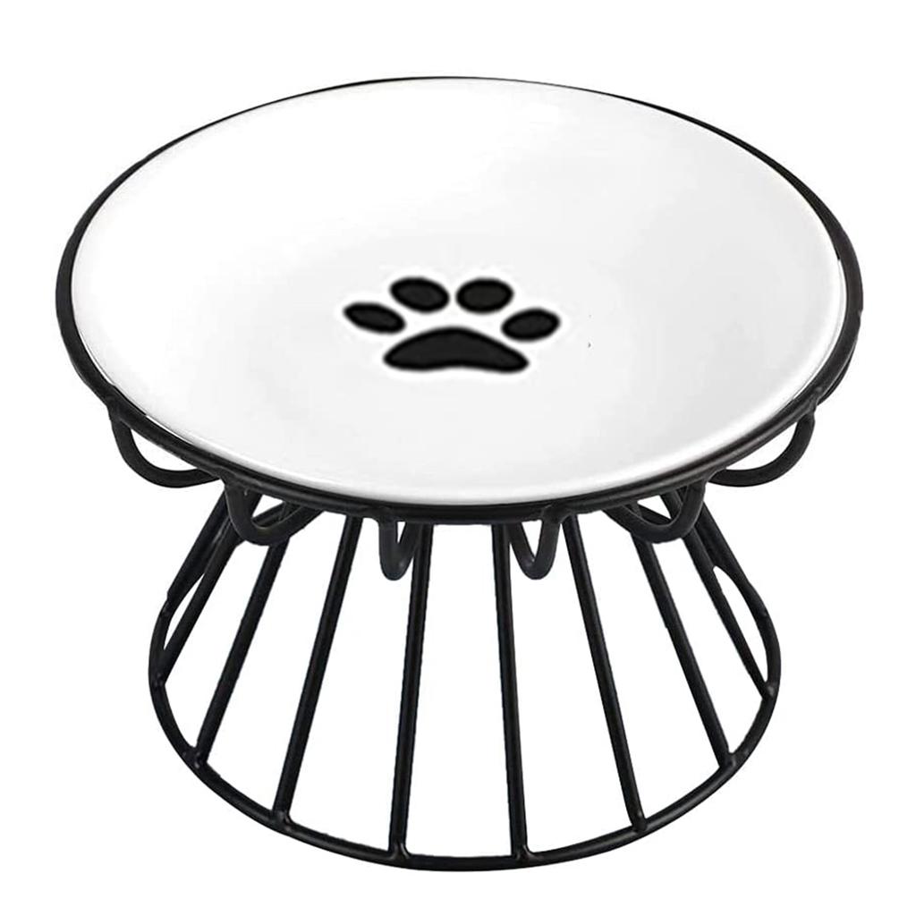 Pet Food Plate and Rack Set Whisker-Friendly Anti-Vomit Cat Plate Set for Cats and Small Dogs