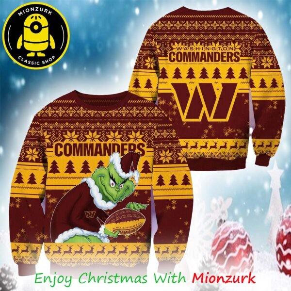 Grinch Christmas Football Washington Commanders NFL 2025 Ugly Sweater For Fan Unisex T-Shirt S