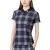 FootJoy Women's Check Print Short Sleeve Pique Polo Shirt, Dark Navy, Size M (FJW-S25-S04, 34824-M)