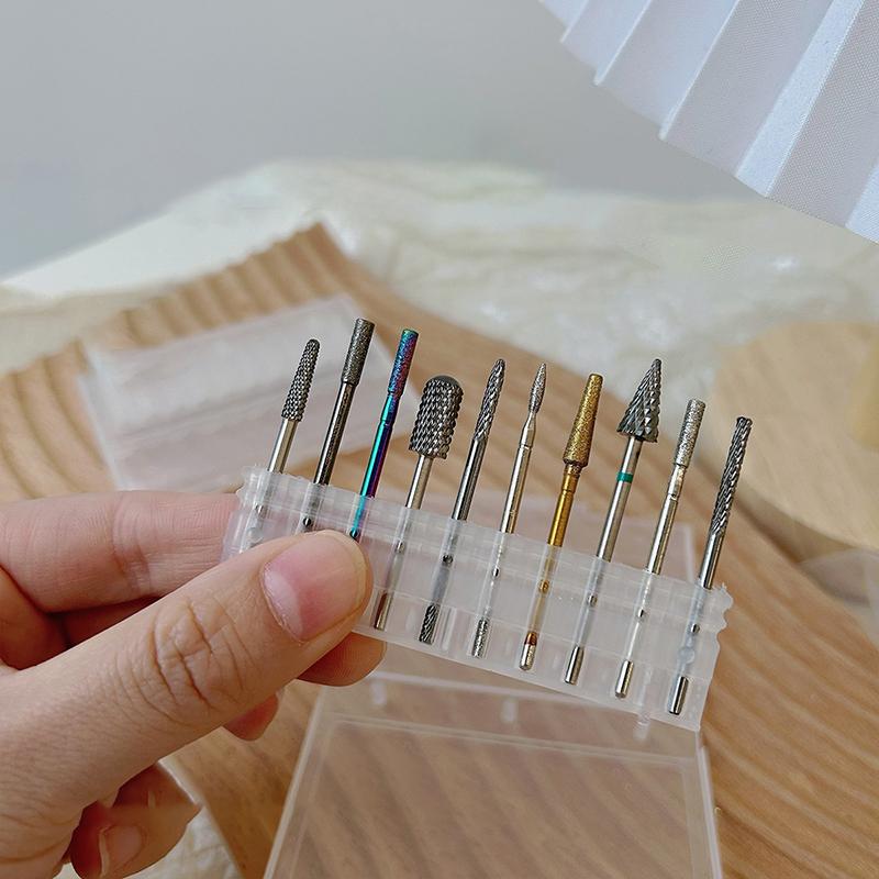 10 Holes Nail Drill Bits Storage Box Case Nail Grinding Head Holder Stand Display Cleanser Dustproof Cutter Manicure Organizer