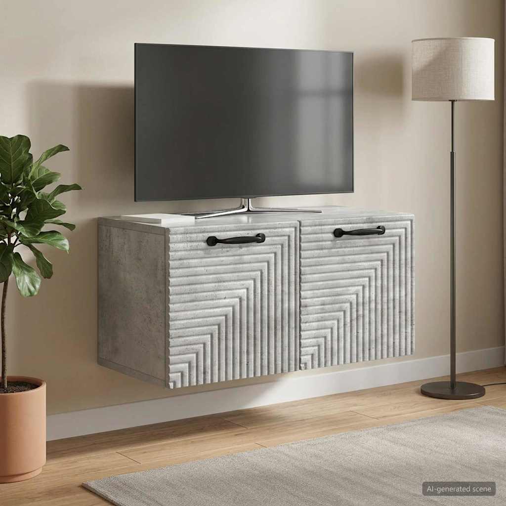 Wall Mounted TV Cabinet Concrete Grey 59.5 x 31 x 30 cm