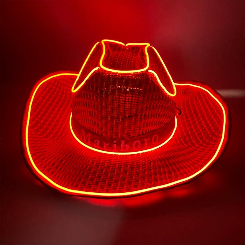 New Arrival Pearlescent Cowboy Hat Dance Costume Decorate Glowing Cowgirl Cap Glowing For Neon NightClub