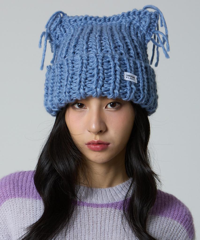 UNKNOWN PLANET Planet Cat Knit Beanie Blue