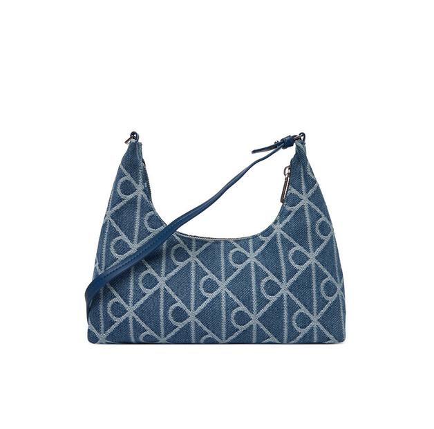 Calvin Klein Emblem Aop Denim Shoulder Bag