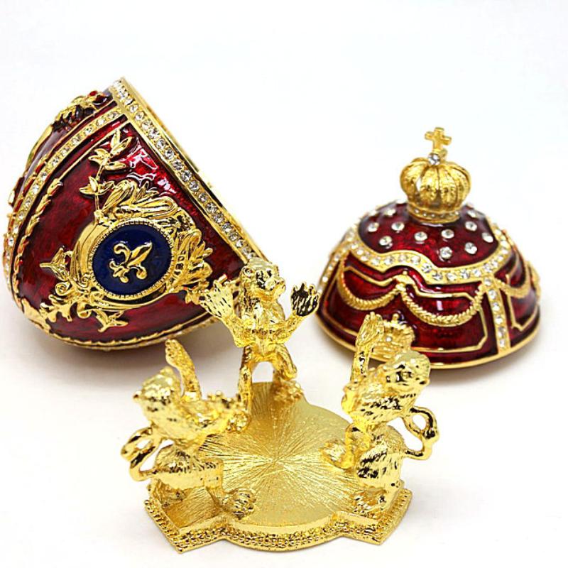alloy Enamel Craft Crown Egg Decoration Easter decoration Egg jewelry box living room home decoration Jewelry earring storage