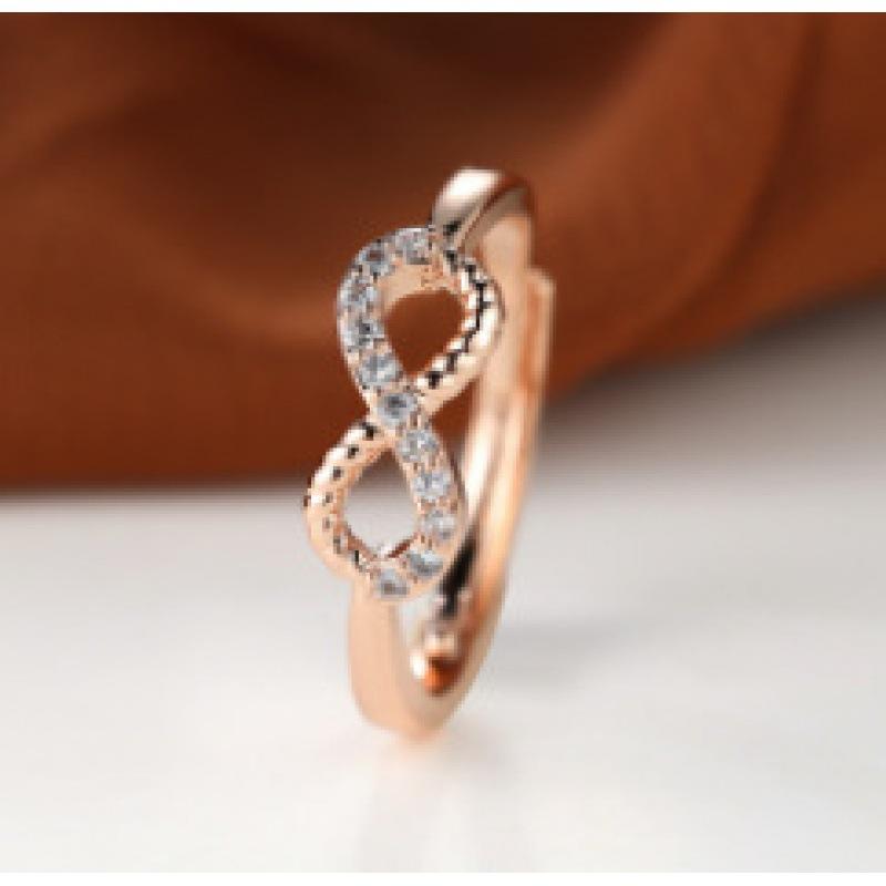 Hot-selling goods 8-character half-edge diamond-set open ring, simple personalized ins wind ring, popular