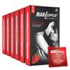 Manforce Xotic Strawberry Flavoured Extra Dotted Condoms for Men | Dotted for Her Stimulation | Lubricated Latex Condoms | 10 Pcs X Pack of 6