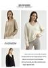 Women’s High-End Plush Wool-Cashmere V-Neck Sweater - Seamless, Soft, Stitched Knit Top